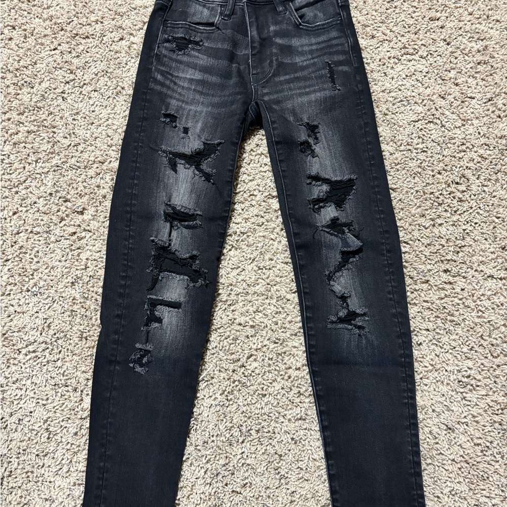 American Eagle Outfitters Black Distressed Skinny Jeans
